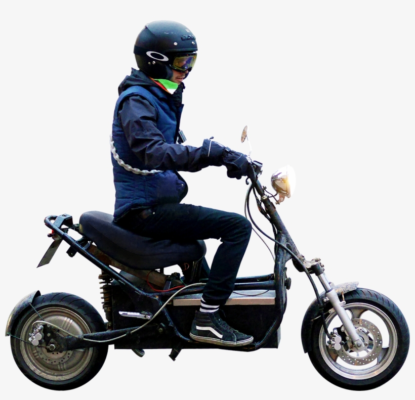 Had A Coffee With L And His Super Cool Electric Scooter - Man On Moped Png, transparent png
