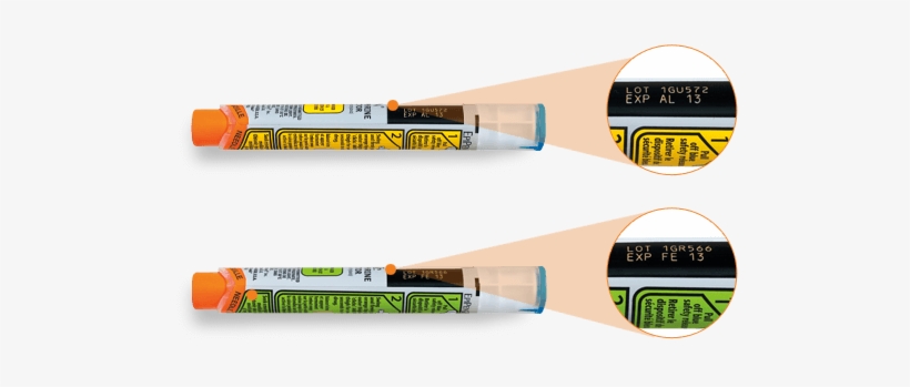 Epipen And Epipen Jr Devices Showing Expiry Date Location - Epipen Expiration Date, transparent png