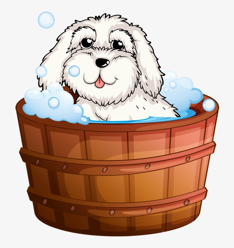 Illustration Of A Puppy Taking A Bath On A White Background - วาด หมา อาบ น้ำ, transparent png