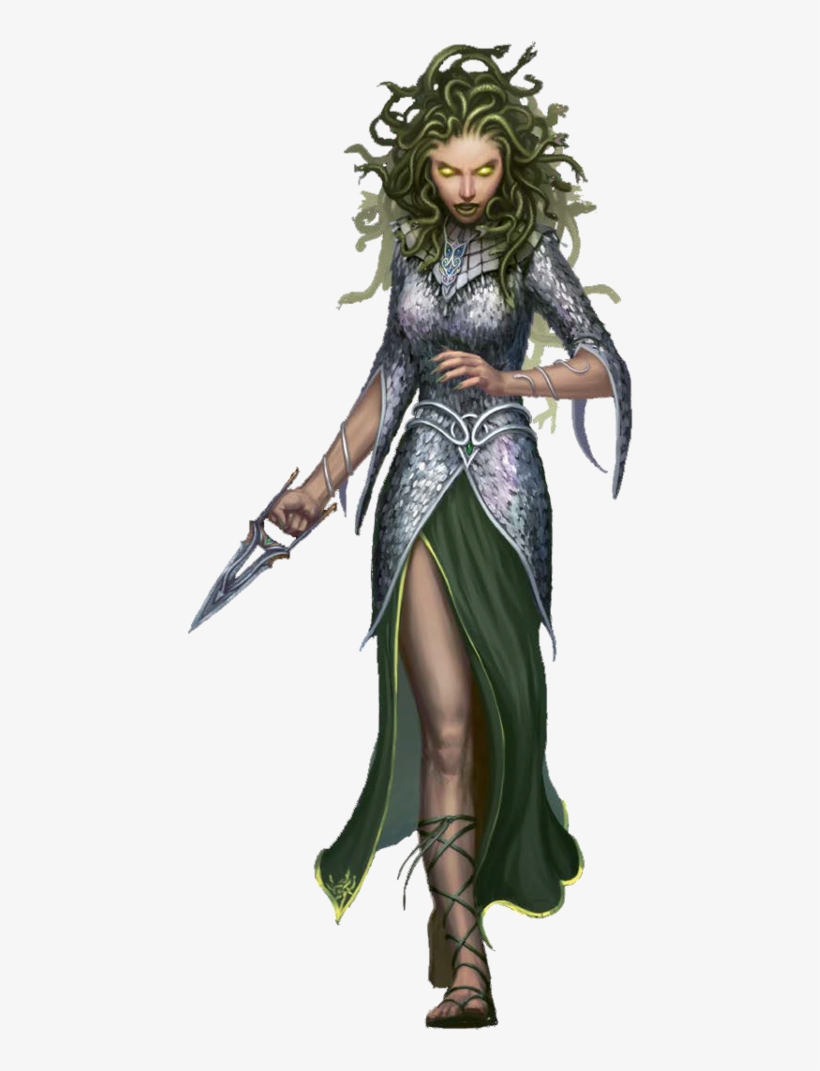 Medusa Chainmail Armor W Fist Punch Dagger - Medusa With Mask D&d, transparent png