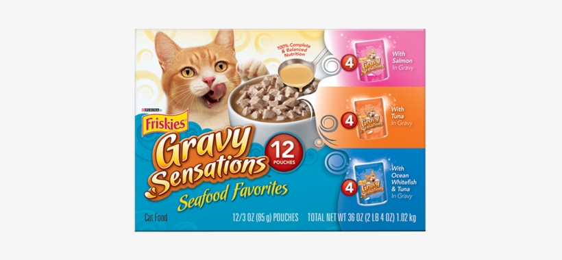 Shop Now - Friskies Gravy Sensations Wet Cat Food, Seafood Favorites, transparent png