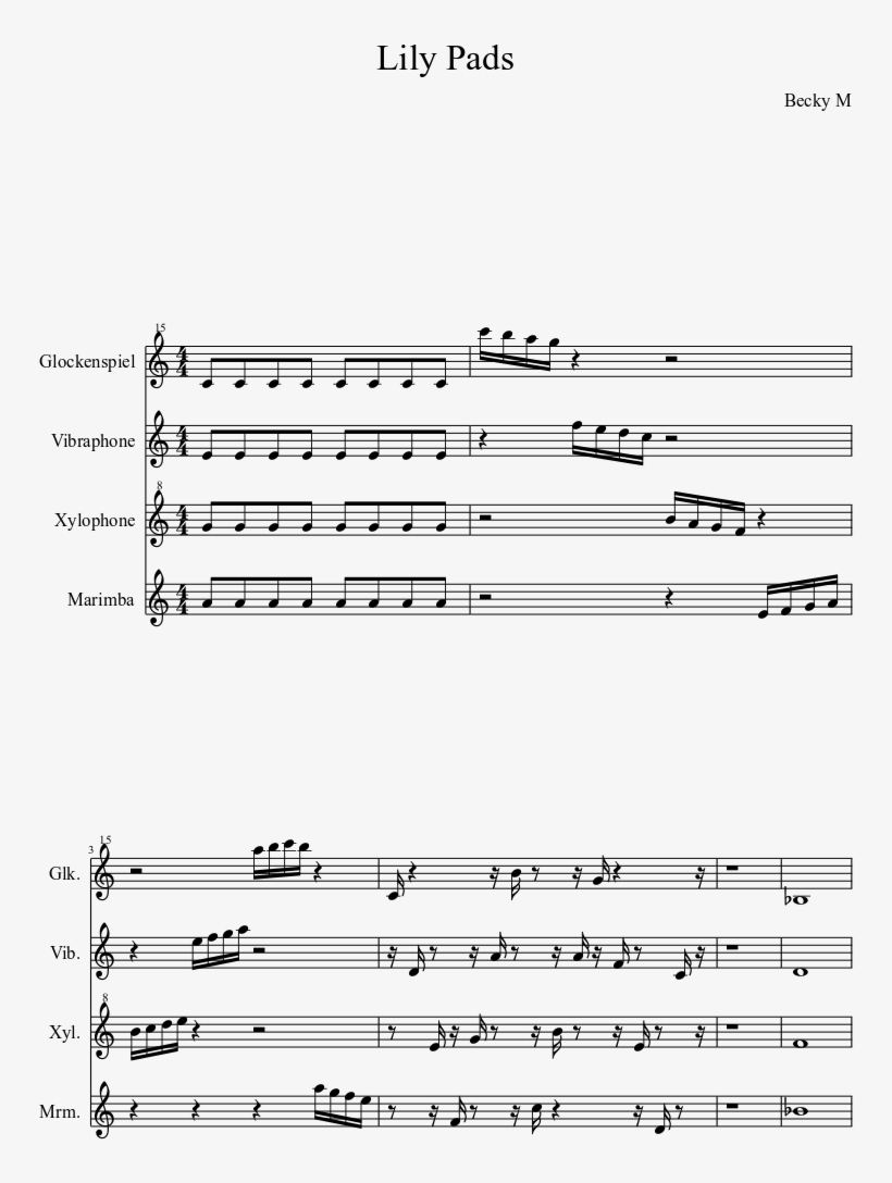 Lily Pads Sheet Music Composed By Becky M 1 Of 2 Pages - Convidando Esta La Noche Music, transparent png