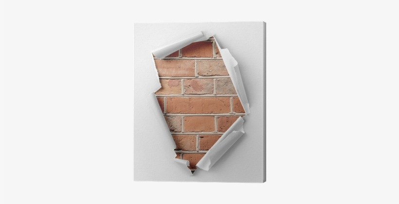 Hole Ripped Paper And Brick Wall Canvas Print • Pixers® - Paper, transparent png