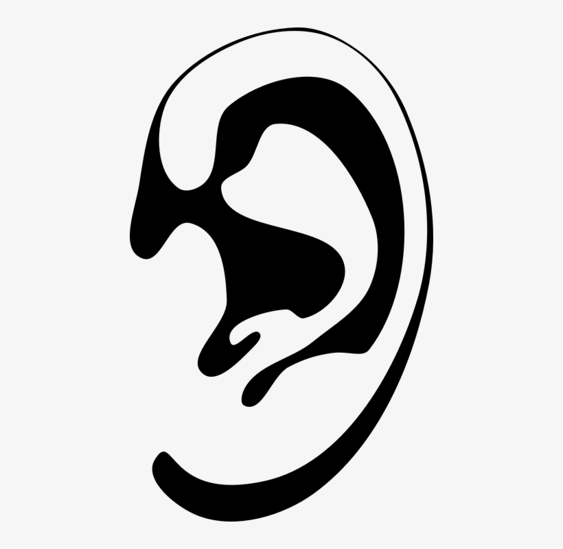 Ear, Hearing, Listening - Ear Black And White Png, transparent png