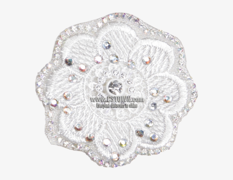 White Snow-like Embroidery Patch With Rhinestones - Embroidery, transparent png