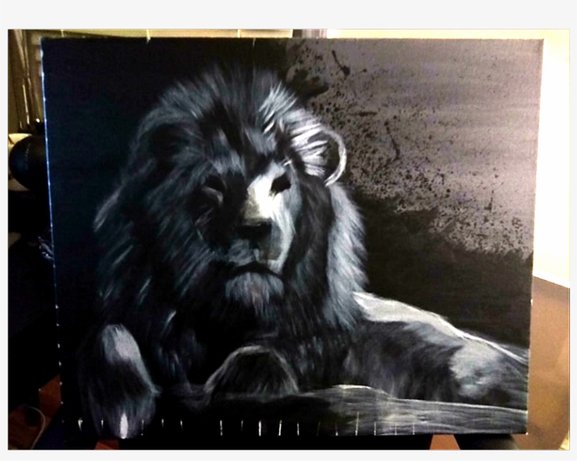 Lion, Black And White Acrylic On Canvas, - Masai Lion, transparent png