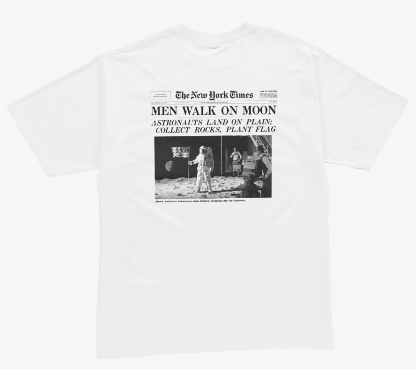 White Moon Landing Tee - Landing On Moon 1969 Nfront Page Of The New York Times, transparent png