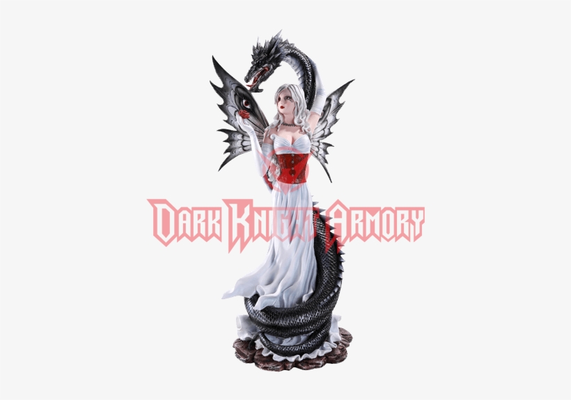 Gothic Fairy Enchantress With Dragon Statue - Fairy With White Dragon - Large Figure, transparent png