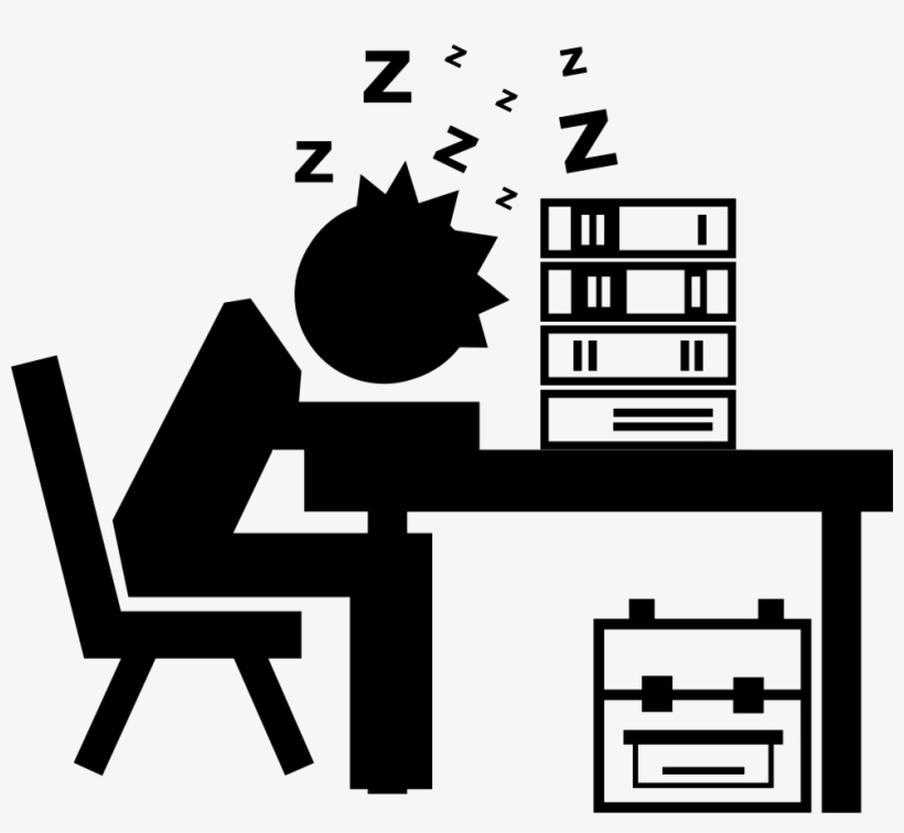 Professor Or Student Sleeping On His Desk With Books - Sleeping On Desk Png, transparent png