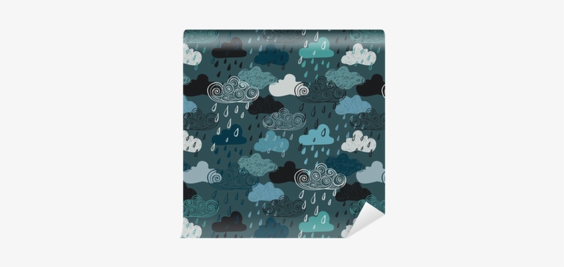 Colorful Seamless Pattern Of Rain Clouds - Sticker, transparent png