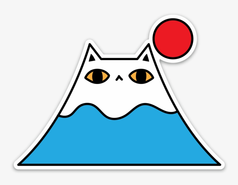 Mount Fuji Cat Vinyl Sticker - Sticker, transparent png