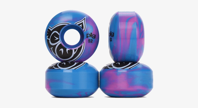 Pig Head Swirl 52mm Skateboard Wheels - Pig Wheels Head Swirls (blue/pink), transparent png
