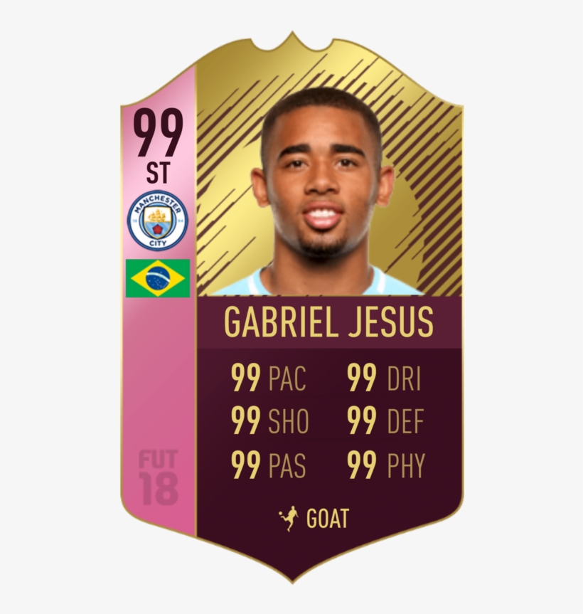 6 F123 F83 79 Fb 454 A A580 97 Aea92 D0595 - Gabriel Jesus Fifa 18 Card, transparent png
