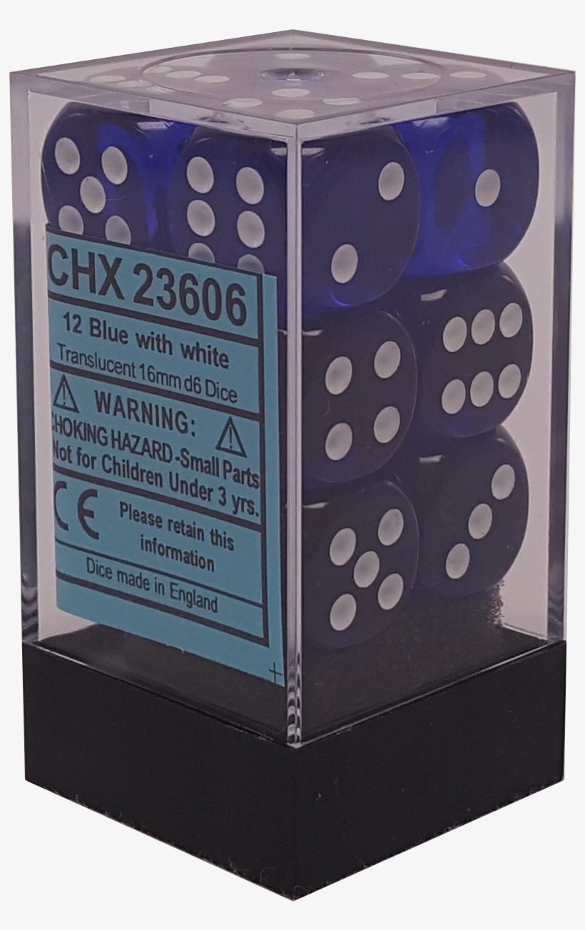 Translucent Blue With White 16mm D6 - Box, transparent png