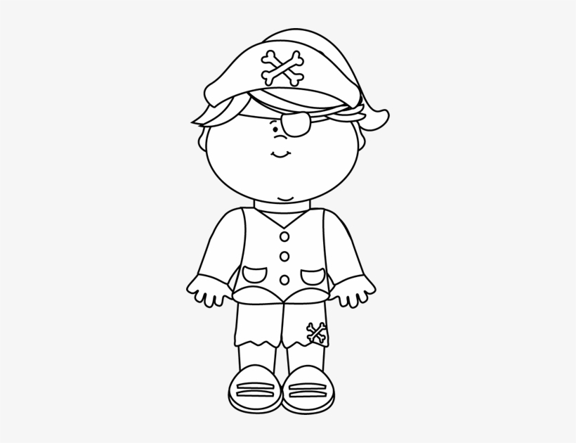 Black And White Kid Girl Pirate - Pirate Colour By Number, transparent png
