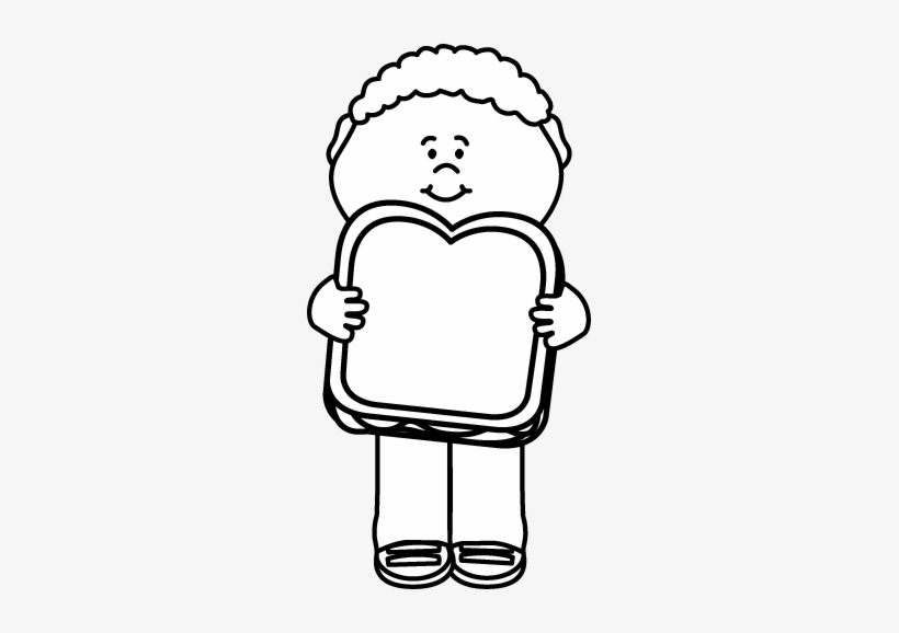 Black And White Kid With Peanut Butter And Jelly Sandwich - Eat Bread Black And White, transparent png