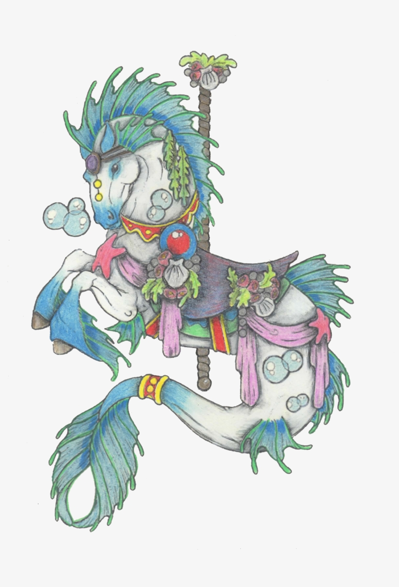 Carousel Horse Colored Pencil Carousel - Drawing, transparent png
