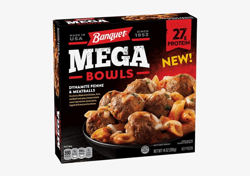 Dynamite Penne & Meatballs - Banquet Mega Bowls Chicken Fajita, transparent png