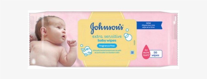 Johnson's Extra Sensitive Baby Wipes Fragrance Free, transparent png