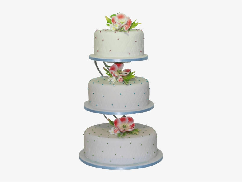 Three Tier Large Flower Wedding Cake - Wedding Cake, transparent png