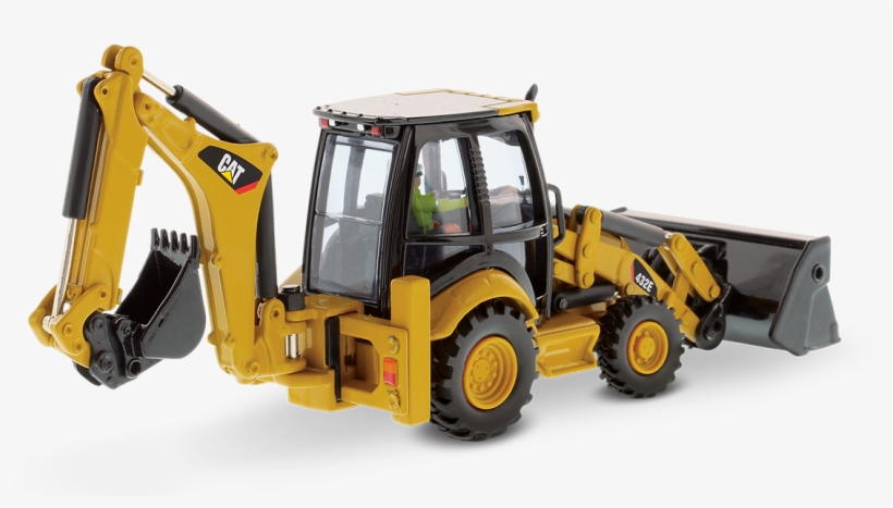 Cat 432e Backhoe Loader With Work Tools - Diecast Masters Cat 432e Backhoe Loader (1:50), transparent png