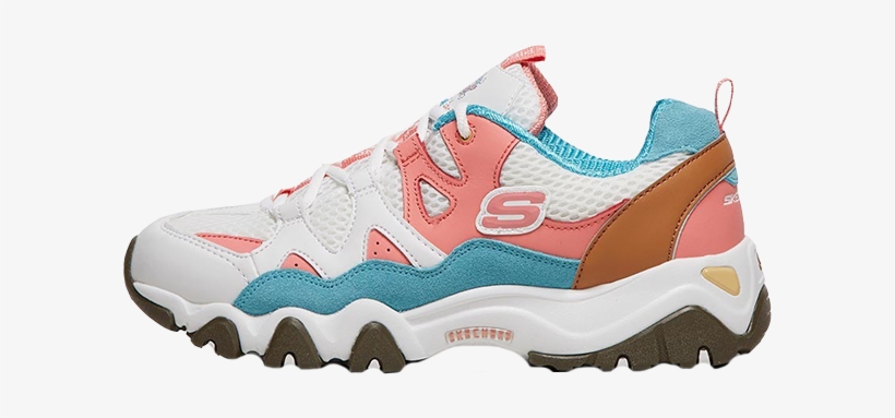 Skechers Dlites Tidal Waves White Pink Womens - Skechers Women's D'lites 2, transparent png