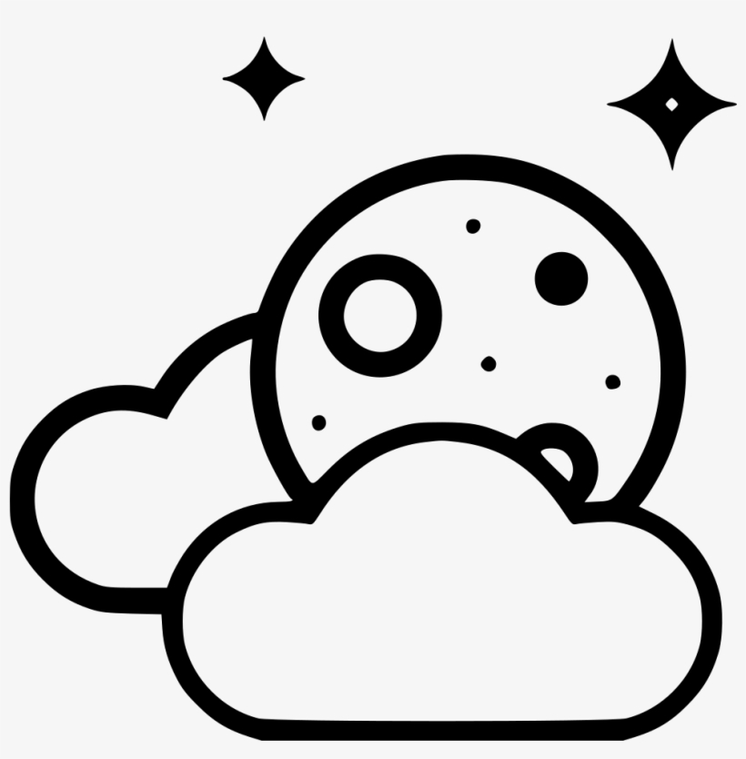 Forecast Clouds Moon Night - Line Art, transparent png