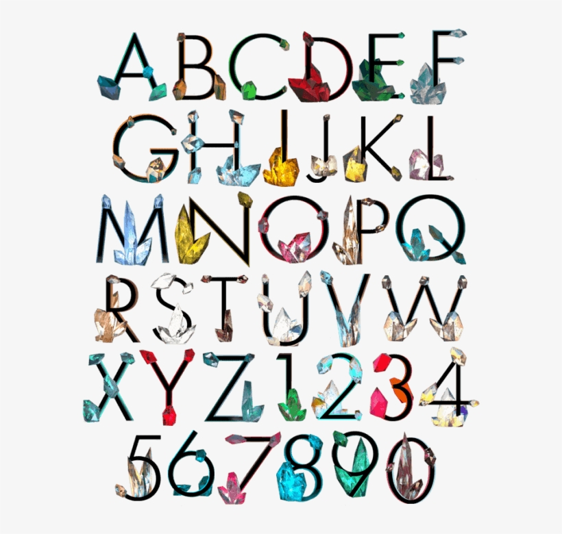 Crystal Colorful Diamond Font Alphabet, transparent png