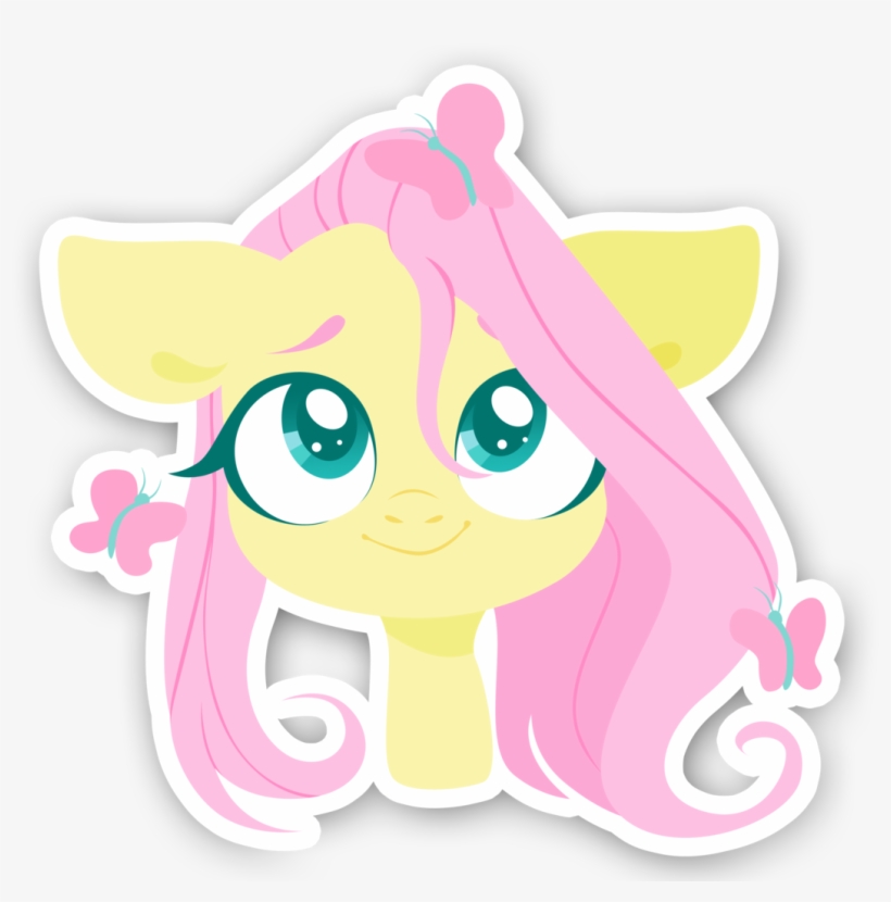 Belka-sempai, Bust, Butterfly, Cute, Fluttershy, Looking - Cute Sticker Without Background, transparent png