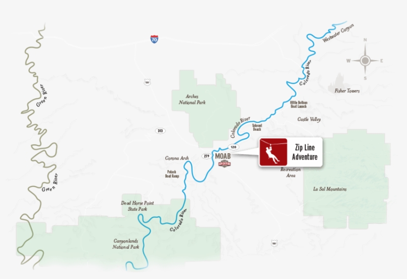 Moab Zip Line Map - Map, transparent png