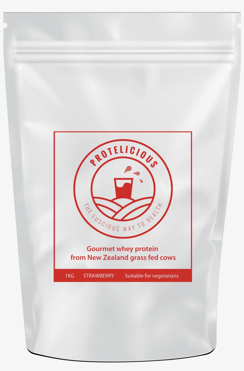 Freeze Dried Strawberry, Whey Protein Powder, Grass - White Protein Powder Bag, transparent png