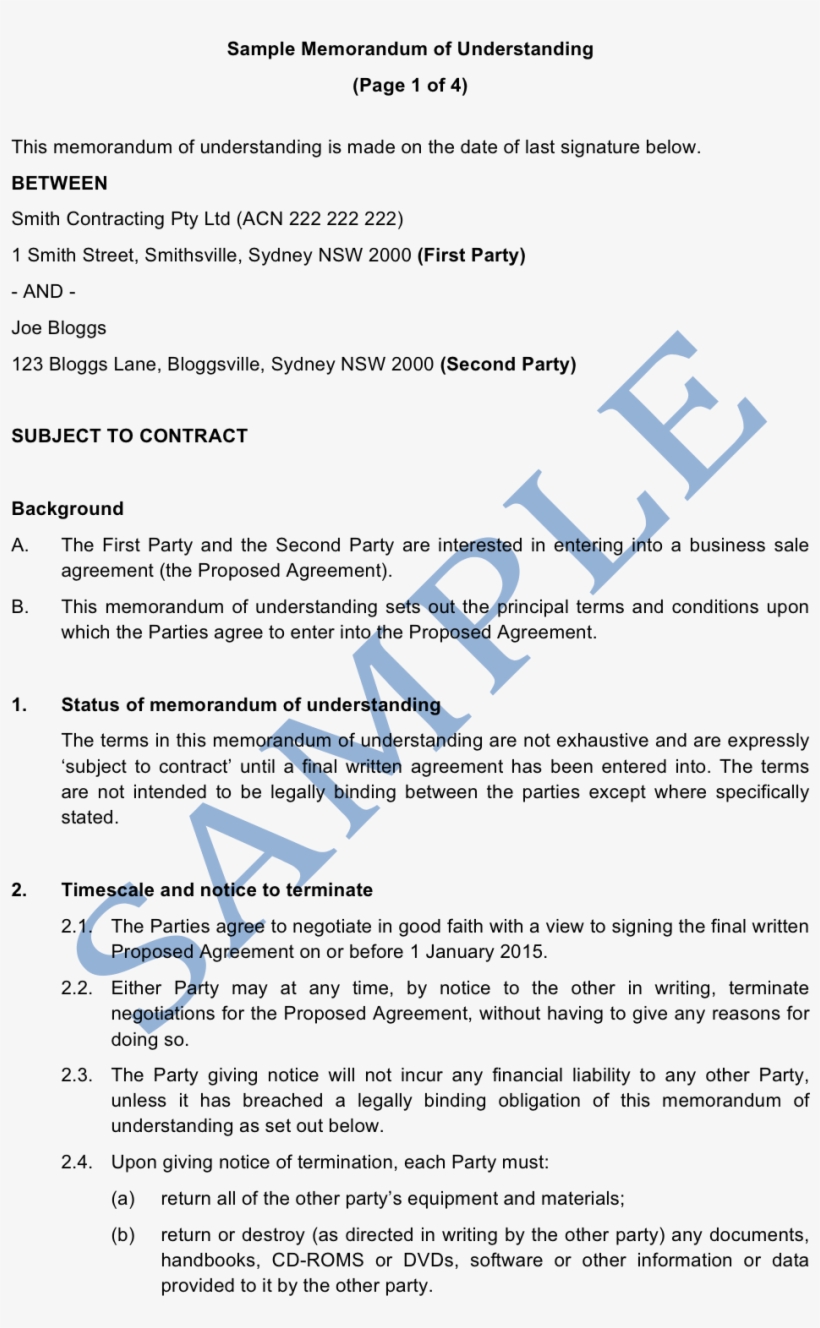 Memorandum Of Understanding Sample Lawpath - Memorandum Of Understanding Sample, transparent png