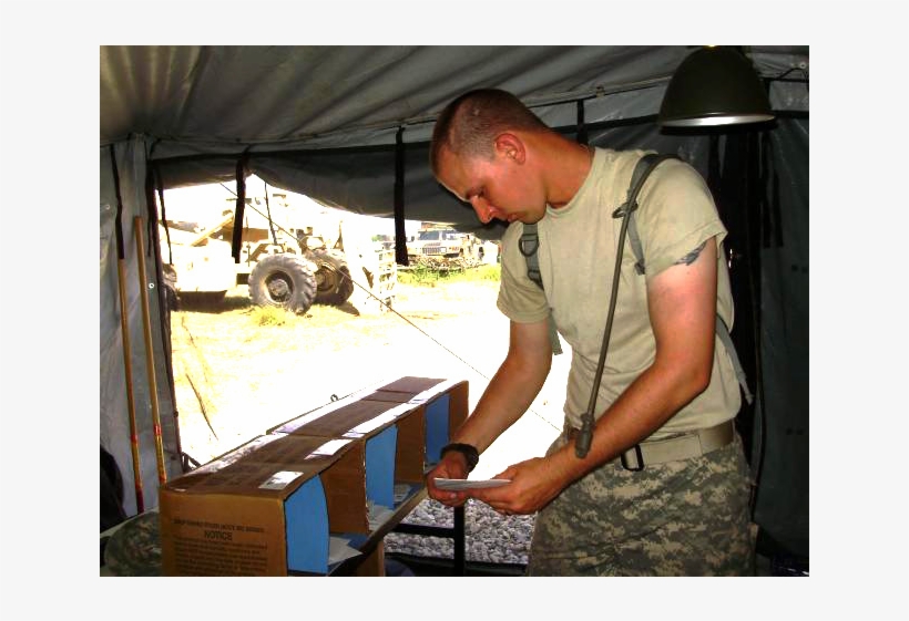A Uniformed Man Places Mail Into Cardboard Boxes - Army Mail Man, transparent png