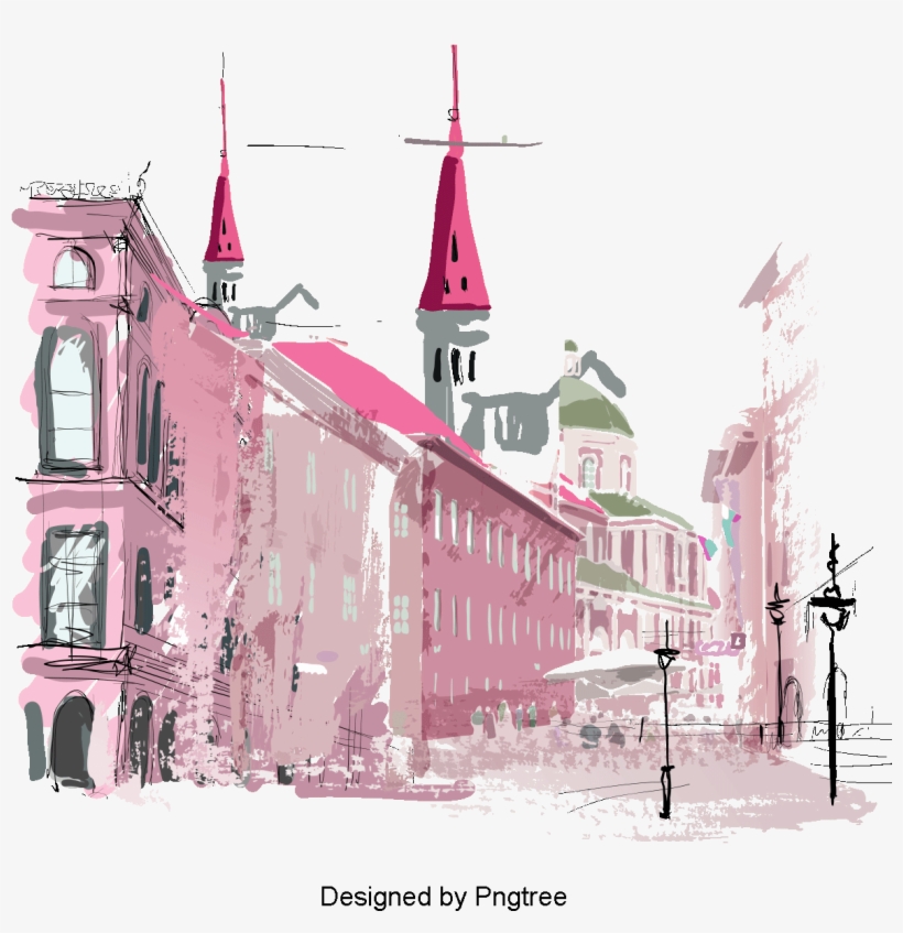-painted British European Architecture Castle City - Castle, transparent png