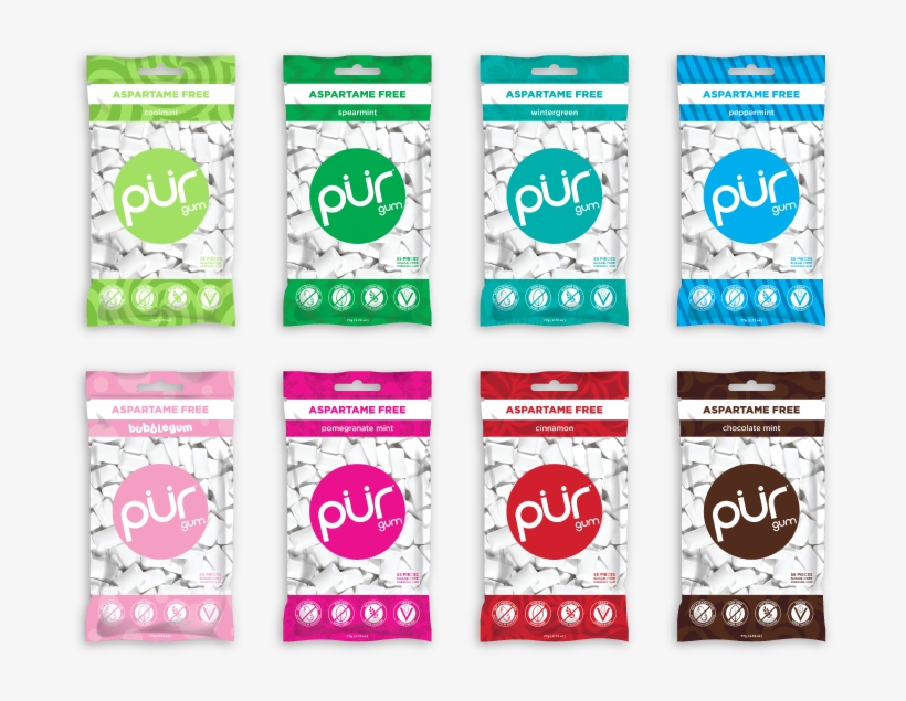 8 Gum Bag Variety, , Pur Gum, Pur Gum, Pur Gum, Aspartame - Pur - Aspartame Free Chewing Gum Bubble Gum - 55 Pieces, transparent png