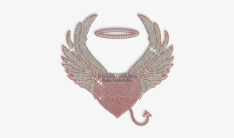 Custom Best Sparkle Heart With Wngs And Loop Diamante - Iron-on, transparent png