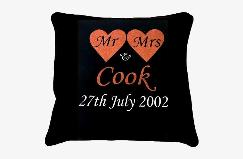 Mr & Mrs Sparkle Heart Cushion - Throw Pillow, transparent png