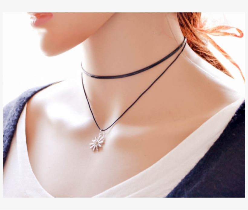 Woman Simple Snowflake Pendant Retro Necklace N-15 - Wide Lace Choker, transparent png