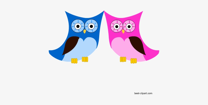 Pink And Blue Owls Free Clip Art - Blue, transparent png