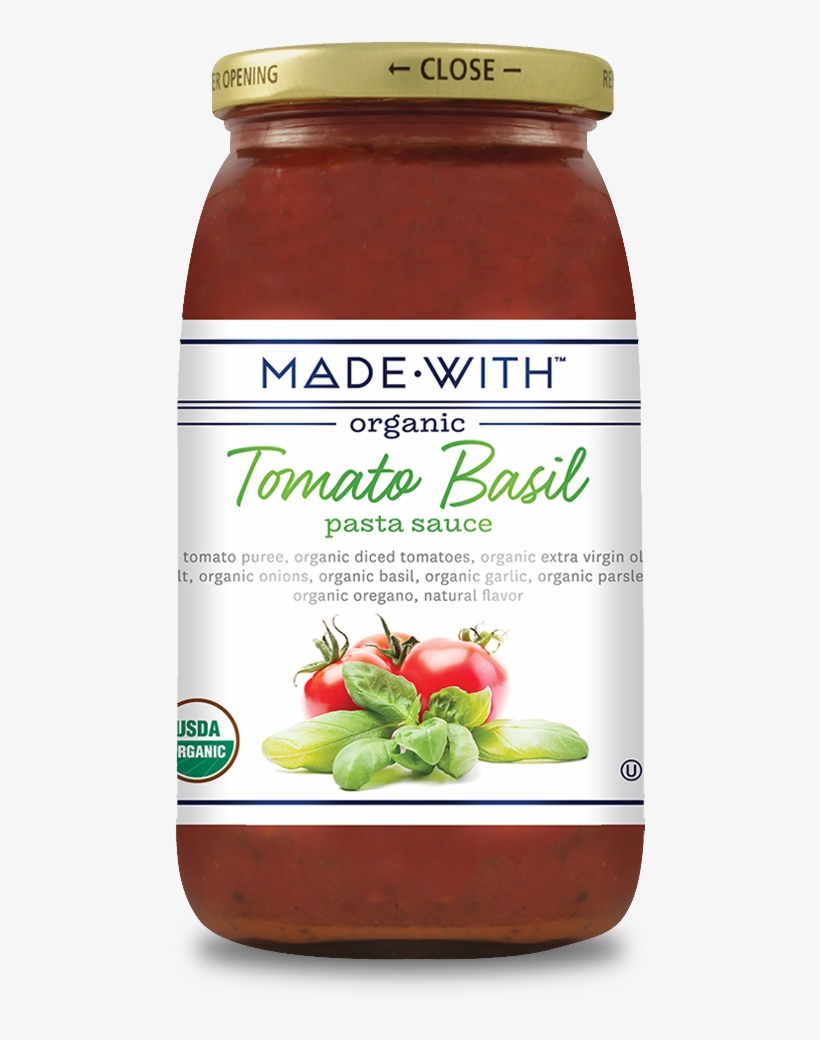 Made With Pasta Sauce, Organic, Tomato Basil - 25 Oz, transparent png