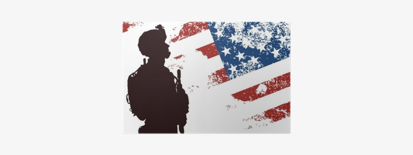 Us Soldier With The American Flag On The Background - Usa Flag With Soldier, transparent png
