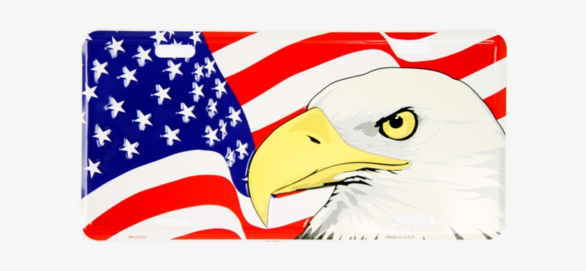 Eagle W/american Flag Background - American Flag Eagle License Plate, transparent png