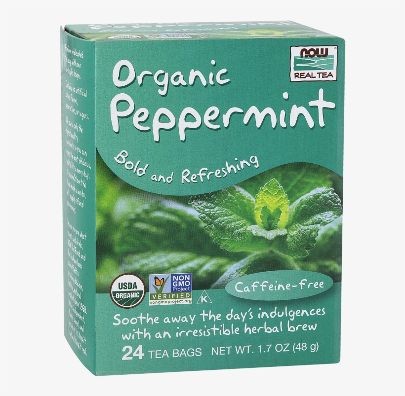 Peppermint Tea, Organic - Now Foods, Organic Peppermint Tea, 24 Tea Bags, 1.7, transparent png