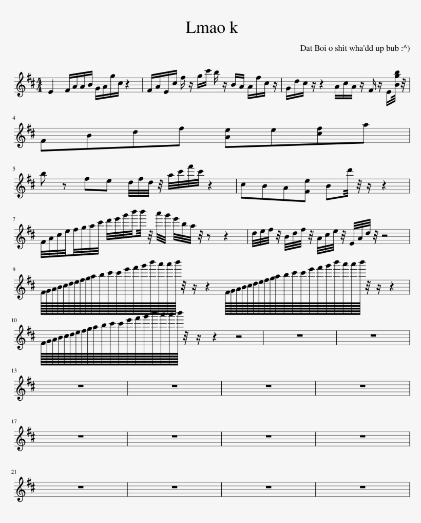 Lmao K Sheet Music Composed By Dat Boi O Shit Wha'dd - Sheet Music, transparent png