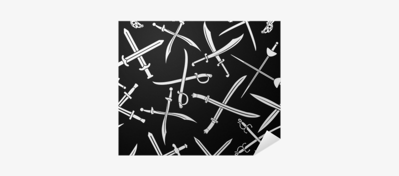 Crossed Swords Vector Seamless Pattern In Black Background - Sword, transparent png