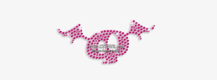 Pink Cute Bat Skull Iron-on Rhinestone Transfer - Motif, transparent png