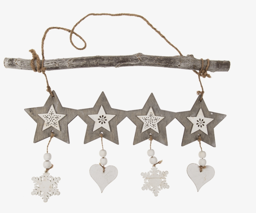 Decorazione In Legno Grigio/bianca Da Appendere Stelle,, transparent png