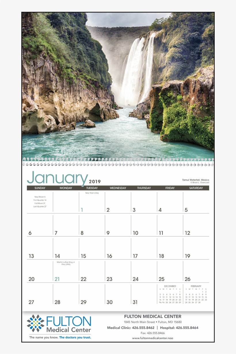 Picture Of Waterfalls Wall Calendar - Advertising, transparent png