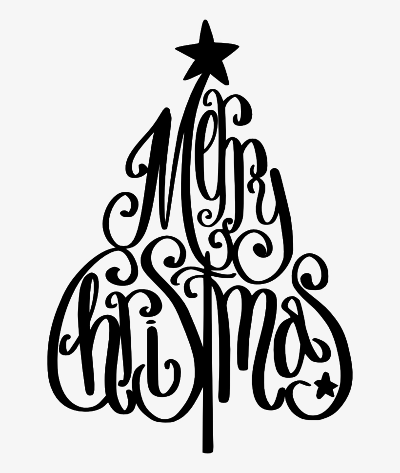 Holidays, Personal Use, La Merry Christmas Tree Words - Calligraphy, transparent png