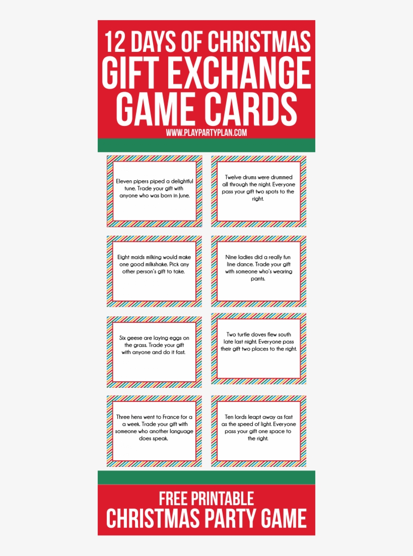 Love This Fun Twist On Traditional Gift Exchange Games - 12 Days Of Christmas Gift Exchange Cards, transparent png